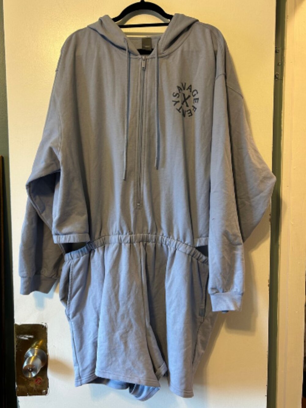 Savage X Fenty Hoodie Short Onesie in Light Blue